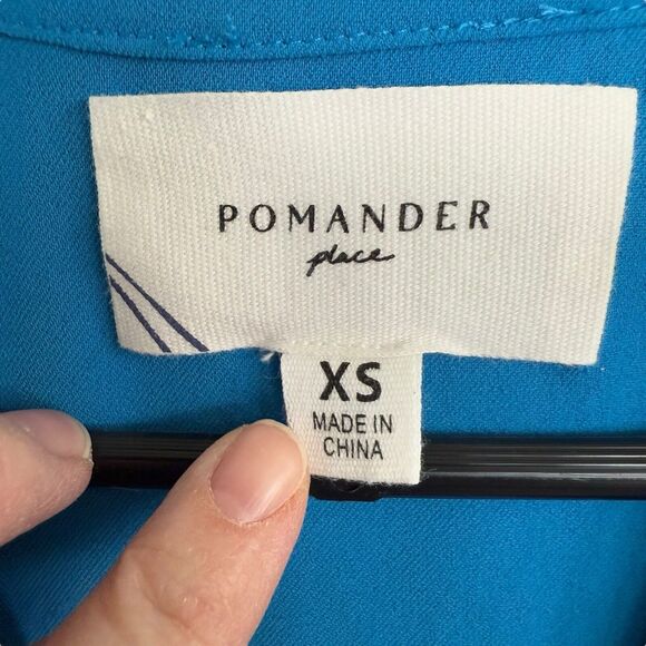 POMANDER PLACE Capri Blue Crepe Kenzo Dress Tuckernuck XS Boho Prairie - Picture 2 of 8